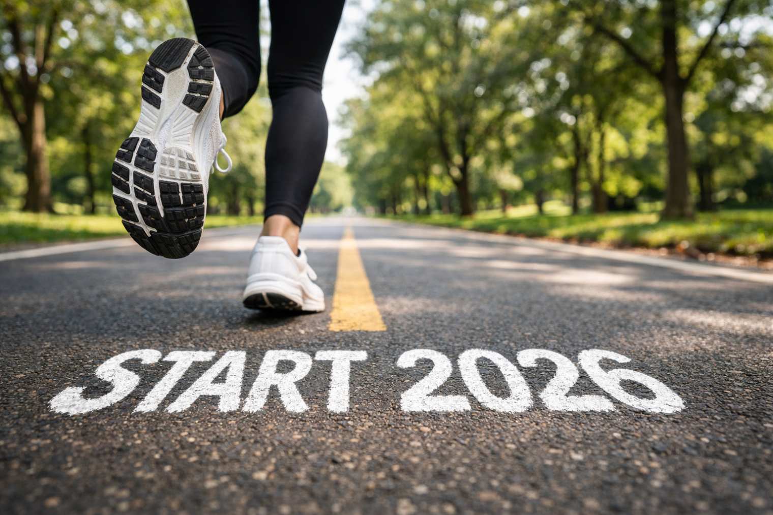 Jogger im Park auf Startlinie – klare Sportziele setzen und Motivation steigern